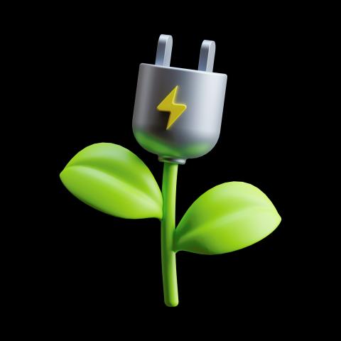 Illustration combined green plant and electrical outlet